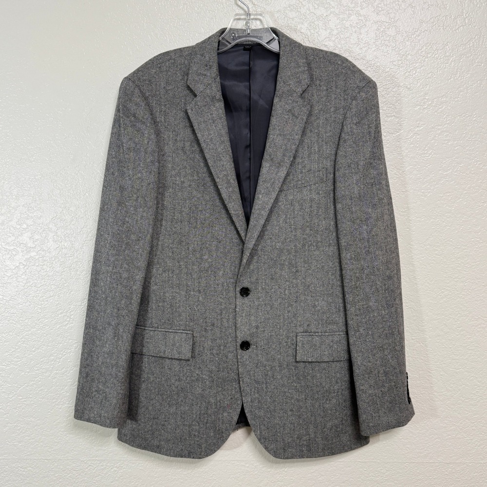 J.Crew Ludlow Blazer Mens 40R Gray Wool Herringbone Slim Fit Tollegno 1900